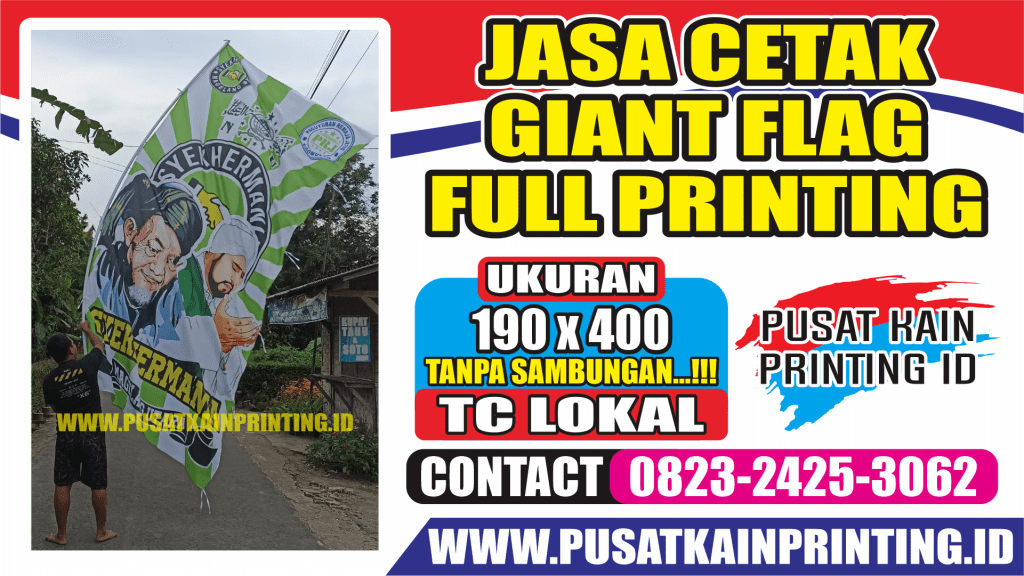 Jasa Cetak Giant Flag Custom Printing Ukuran 2m x 4m ( 200cm x 400cm )