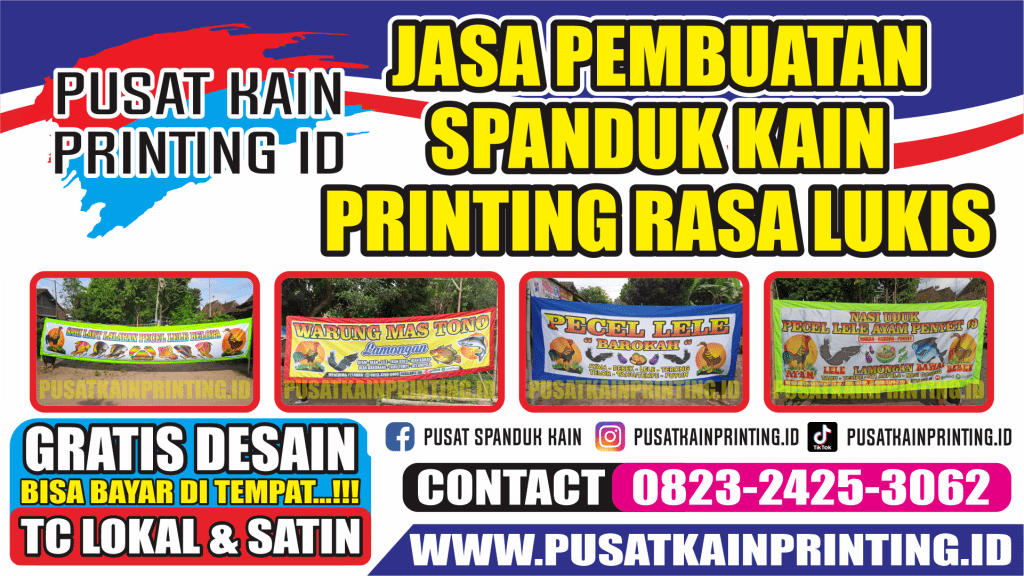 Jasa Cetak Spanduk Kain Pecel Lele di Pusat Kain Printing ID Bisa COD