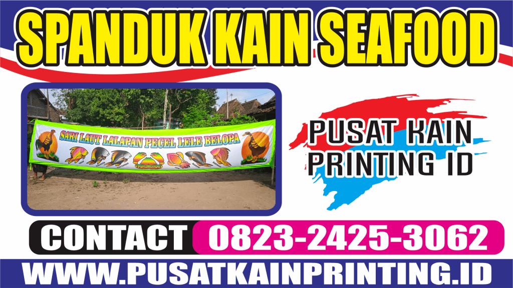 JASA CETAK SABLON SPANDUK KAIN IKAN BAKAR SEAFOOD MURAH BERKUALITAS