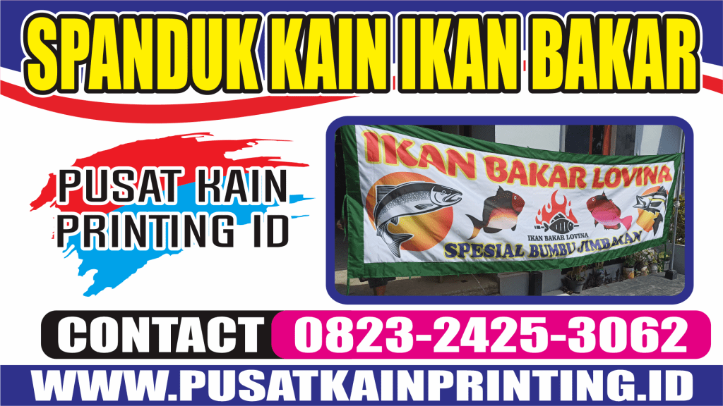 JASA CETAK SABLON SPANDUK KAIN IKAN BAKAR SEAFOOD MURAH BERKUALITAS